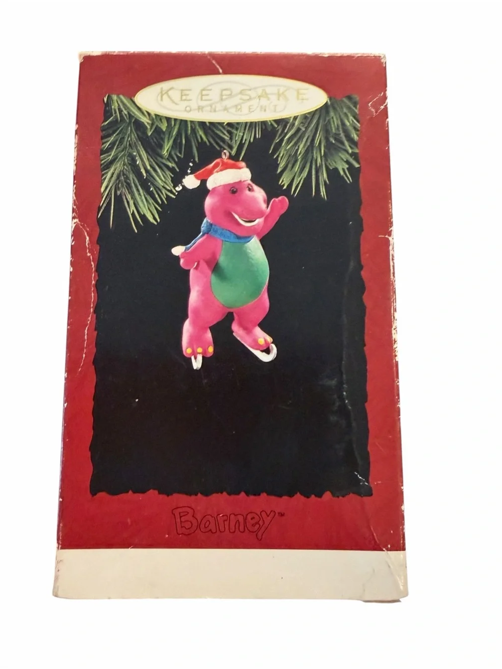 Vintage Hallmark 1994 Barney Christmas Keepsake Ornament Purple Dinosaur Skates